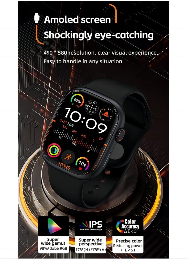 PRO - Smart watch S9 max 2.0 with full network video call function AMOLED ultra-clear full screen IP67 waterproof side-swivel ultra-thin smart watch (white) - Image 1