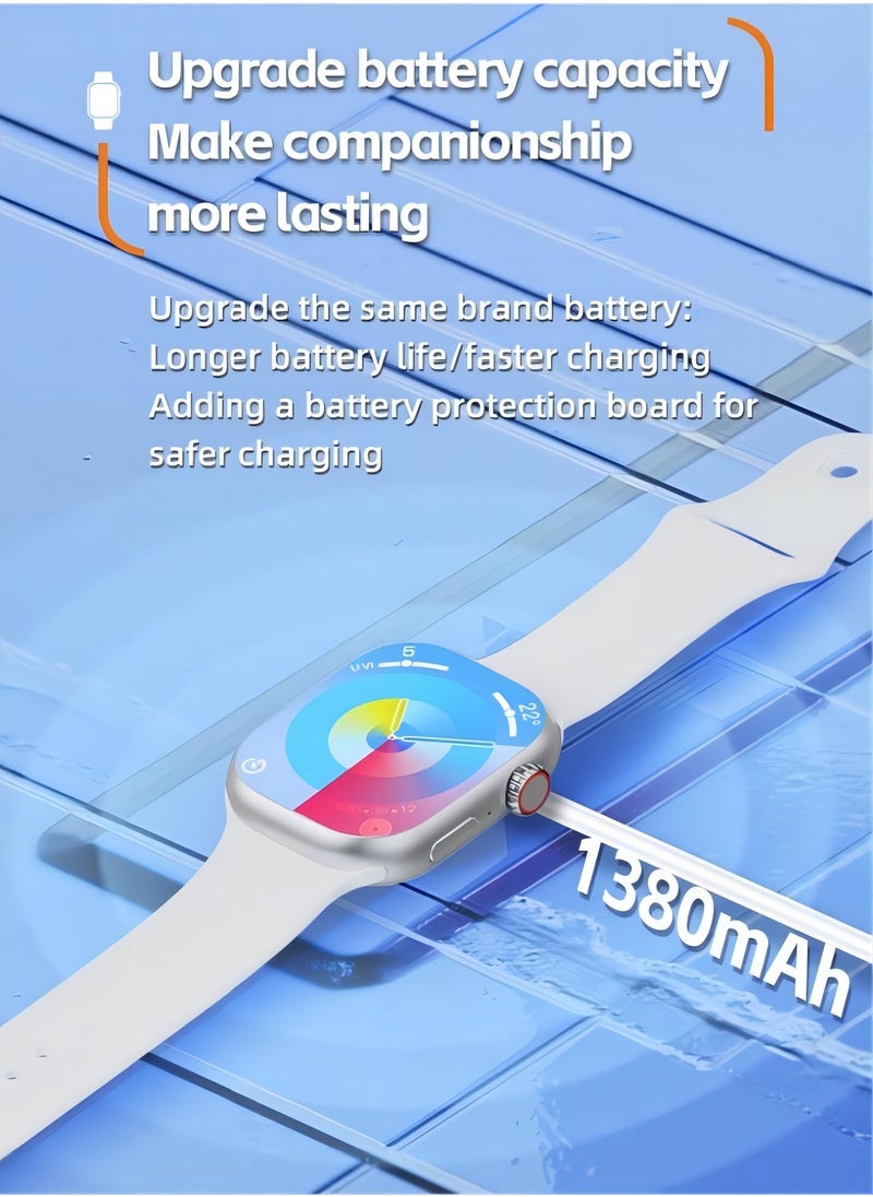 PRO - Smart watch S9 max 2.0 with full network video call function AMOLED ultra-clear full screen IP67 waterproof side-swivel ultra-thin smart watch (white) - Image 1