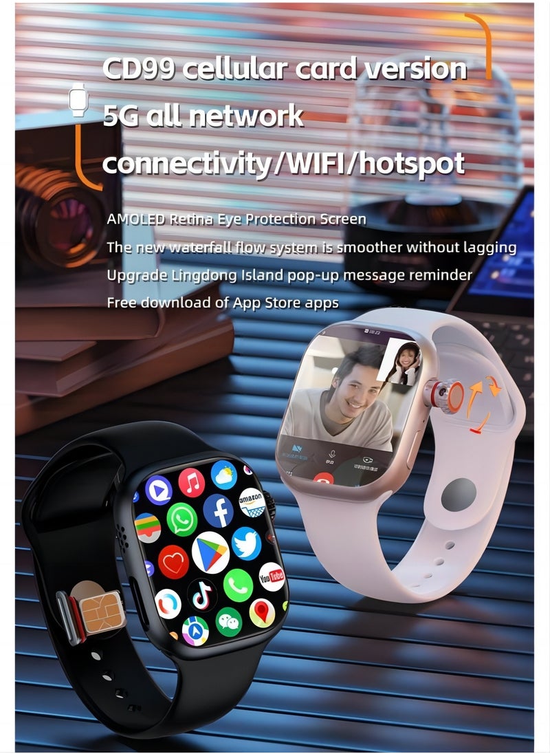PRO - Smart watch S9 max 2.0 with full network video call function AMOLED ultra-clear full screen IP67 waterproof side-swivel ultra-thin smart watch (white) - Image 1