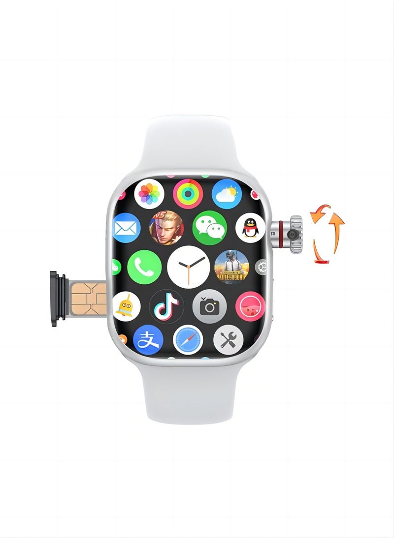 PRO - Smart watch S9 max 2.0 with full network video call function AMOLED ultra-clear full screen IP67 waterproof side-swivel ultra-thin smart watch (white) - Image 1