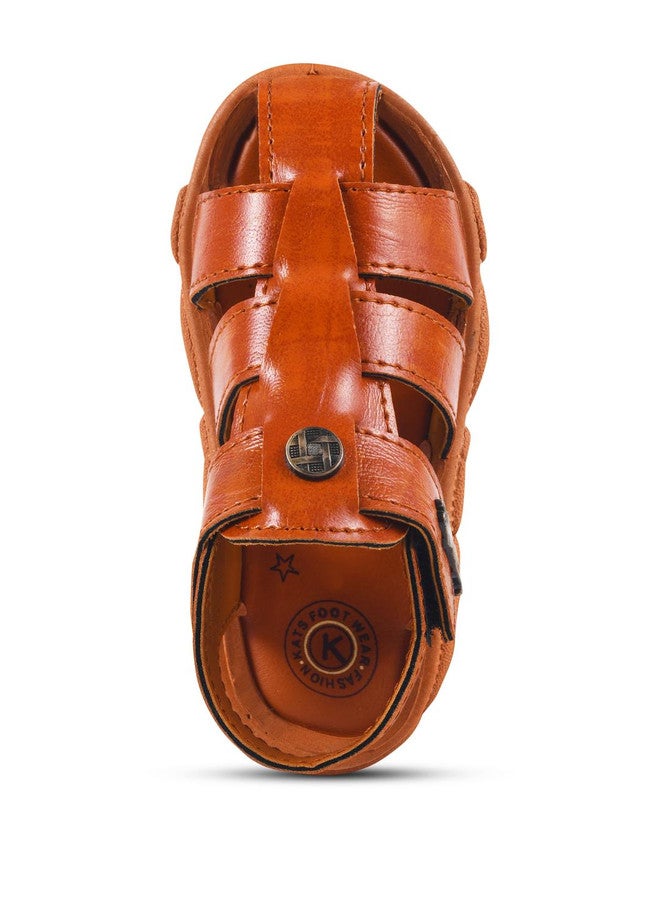 kats Boys & Girls Velcro Strappy Sandals - Brown - Image 5