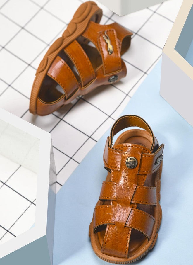 kats Boys & Girls Velcro Strappy Sandals - Brown - Image 1