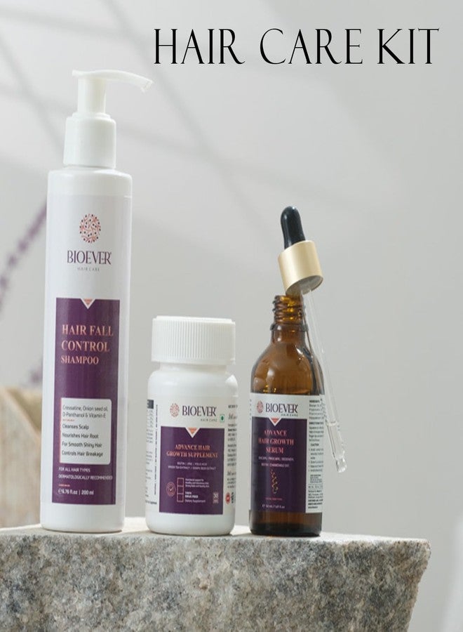 Bioever Hair growth Tablet 30 Tabs And Serum 50ML And Hair Fall Shampoo 200ML - Kit | Redensyl, Procapil, Biotin, Onion Seed Oil | All Hair Types | For Women & Men - Image 2