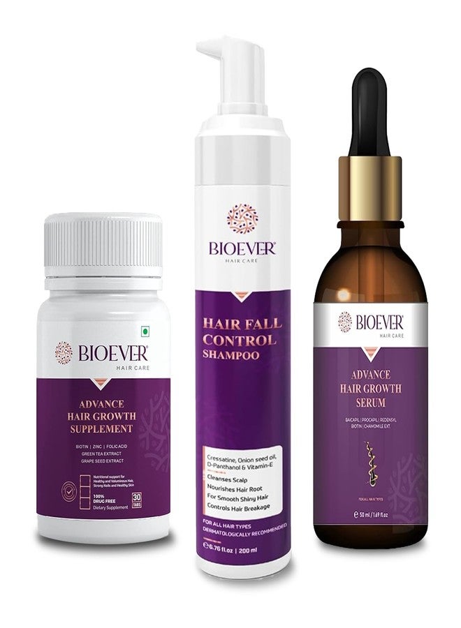 Bioever Hair growth Tablet 30 Tabs And Serum 50ML And Hair Fall Shampoo 200ML - Kit | Redensyl, Procapil, Biotin, Onion Seed Oil | All Hair Types | For Women & Men - Image 1