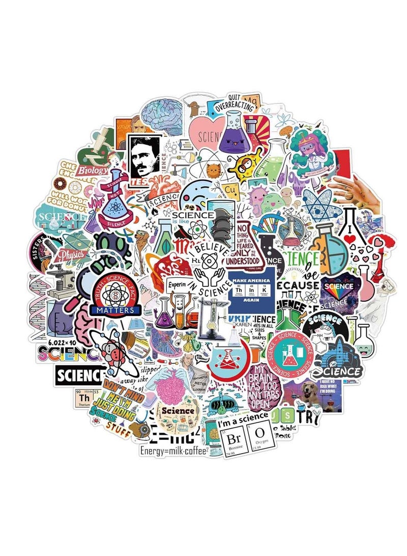 Excefore Science Stickers Pack, 100 Pcs Physics Chemistry Biology Experiment Stickers for Laboratory, Laptop, Water Bottle, Science Party Favors and Decor, Waterproof Vinyl Laboratory Week Gifts - Image 2