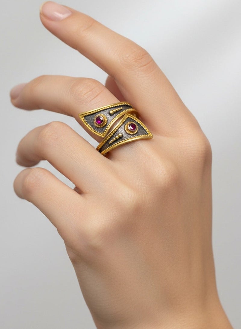 بي تي سي إيلا - خاتم فضة مطلي بالذهب (SIL0450) - Image 1