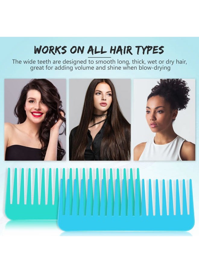 Patelai - Large Hair Detangling Comb, Wide Tooth for Curly, Wet Dry Hair, No Handle Detangler Styling Shampoo Comb(Blue, Mint) - Image 1