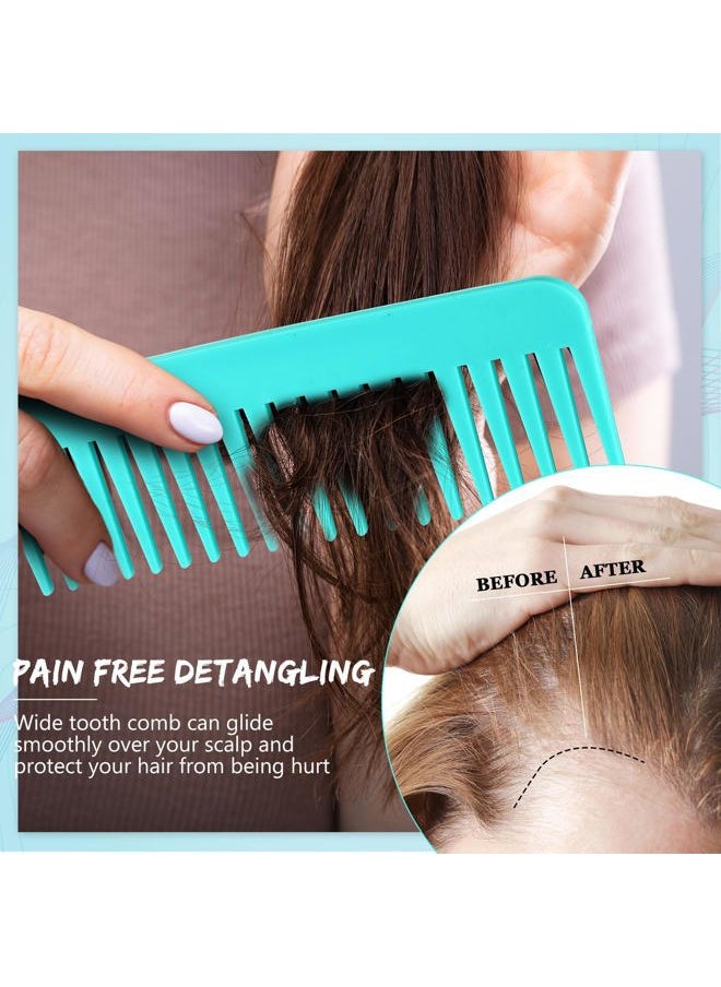 Patelai - Large Hair Detangling Comb, Wide Tooth for Curly, Wet Dry Hair, No Handle Detangler Styling Shampoo Comb(Blue, Mint) - Image 1