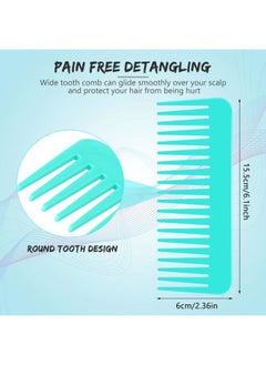 Patelai Large Hair Detangling Comb, Wide Tooth for Curly, Wet Dry Hair, No Handle Detangler Styling Shampoo Comb(Blue, Mint)  - Image 4