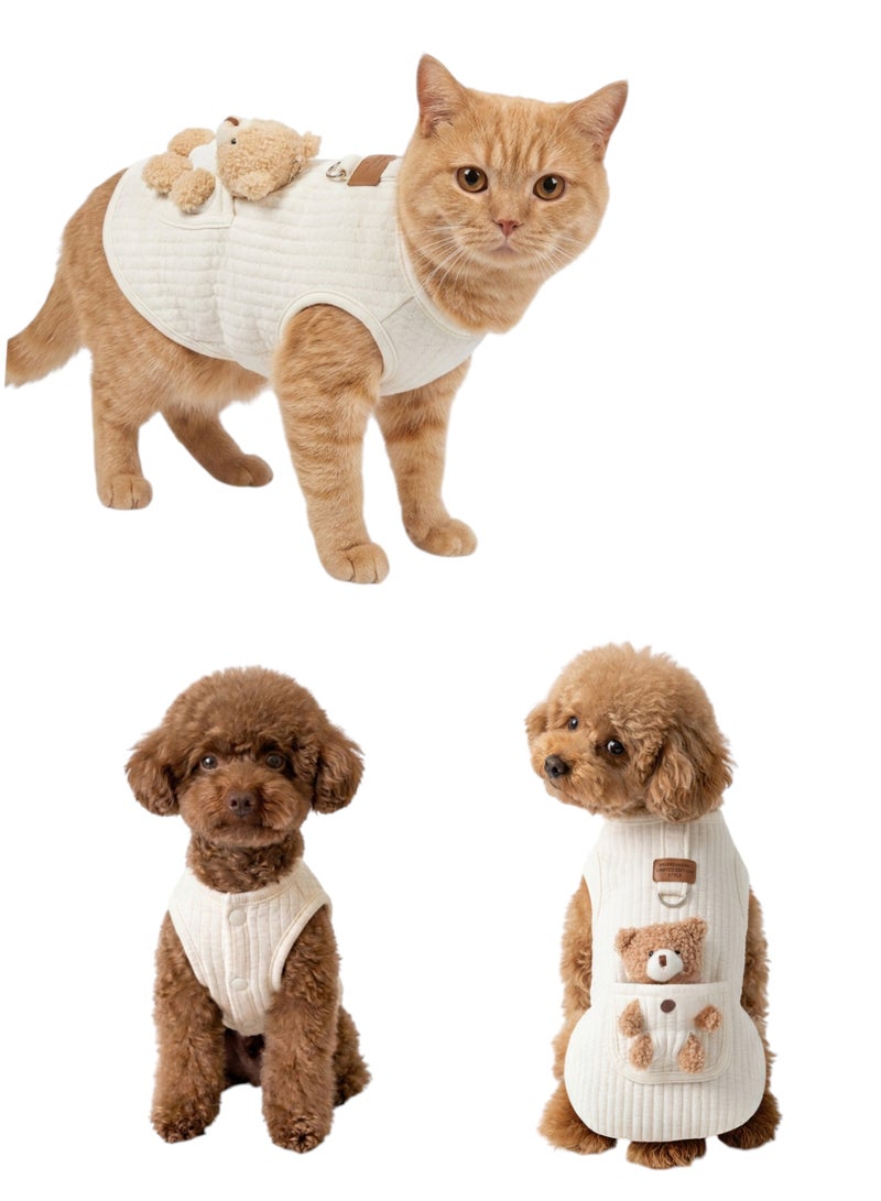 A.M Cute Pet Apparel Plush Bear Pattern Cartoon Dog Clothes All Season Sleeveless Puppy Kitten Pullover Soft Skin-Friendly - Image 1