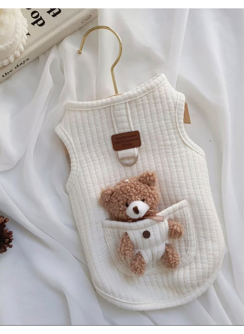 A.M Cute Pet Apparel Plush Bear Pattern Cartoon Dog Clothes All Season Sleeveless Puppy Kitten Pullover Soft Skin-Friendly - Image 2