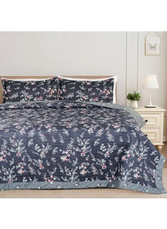 VAS COLLECTIONS VAS COLLECTIONS Ultrasonic Bedcover Bedsheet Quilt Bedspread with 2 King Size Pillow Covers 90 x 100 inches Decorative Bed Cover King Size Blue Grass  - Image 1
