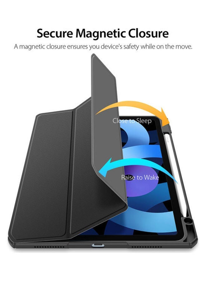 كابتن تيك غطاء حماية لجهاز Apple iPad Air4/Air5 10.9 بوصة (2020/2022) الجيل مع حامل أقلام، 【يدعم شحن قلم Apple ومعرف اللمس】، حافظة شفافة شفافة مع خاصية التنبيه/السكون التلقائي باللون الأسود لون أسود. - Image 3