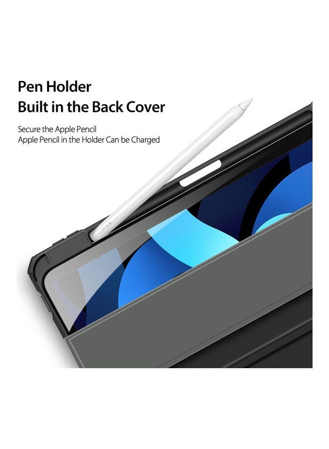 كابتن تيك غطاء حماية لجهاز Apple iPad Air4/Air5 10.9 بوصة (2020/2022) الجيل مع حامل أقلام، 【يدعم شحن قلم Apple ومعرف اللمس】، حافظة شفافة شفافة مع خاصية التنبيه/السكون التلقائي باللون الأسود لون أسود. - Image 4