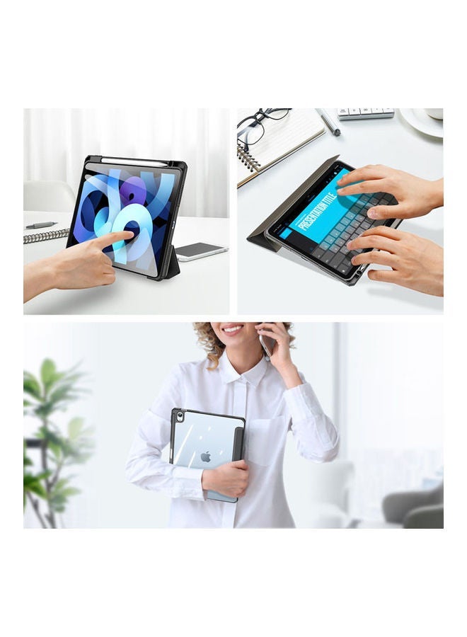 كابتن تيك غطاء حماية لجهاز Apple iPad Air4/Air5 10.9 بوصة (2020/2022) الجيل مع حامل أقلام، 【يدعم شحن قلم Apple ومعرف اللمس】، حافظة شفافة شفافة مع خاصية التنبيه/السكون التلقائي باللون الأسود لون أسود. - Image 5