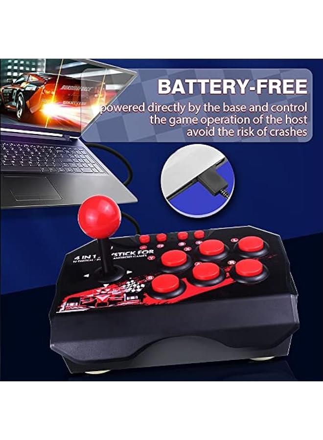 Fight Stick, Wired Joystick Features a Spherical Metal Joystick and 6 Round Control ons, Wired Joystick Games Accessories, Play All Types of Games  - Image 3