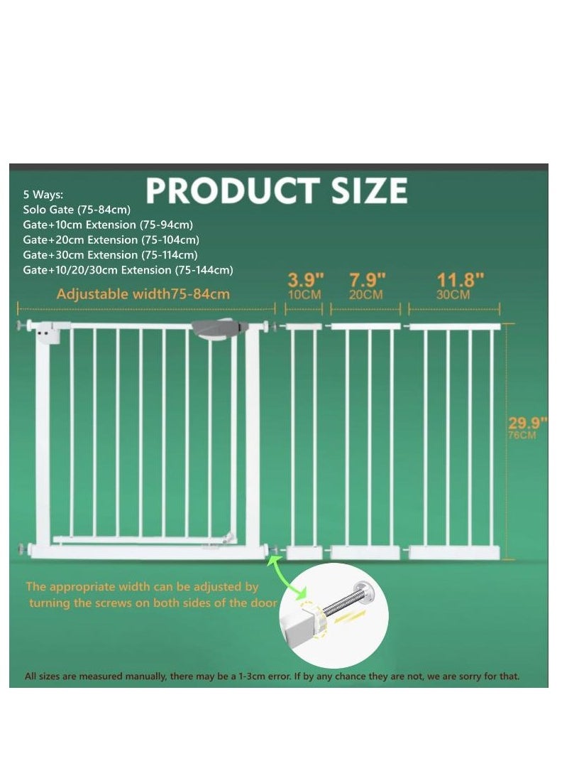 Golden Auto Close Safety Baby Gate, Extra Wide Child Gate 75-84cm + 10cm Extension Kit Maximum Suitable For 94 cm, Baby Gates for Stairs & Doorways, Easy Install (Gate + 10cm Extension Kit)  - Image 2