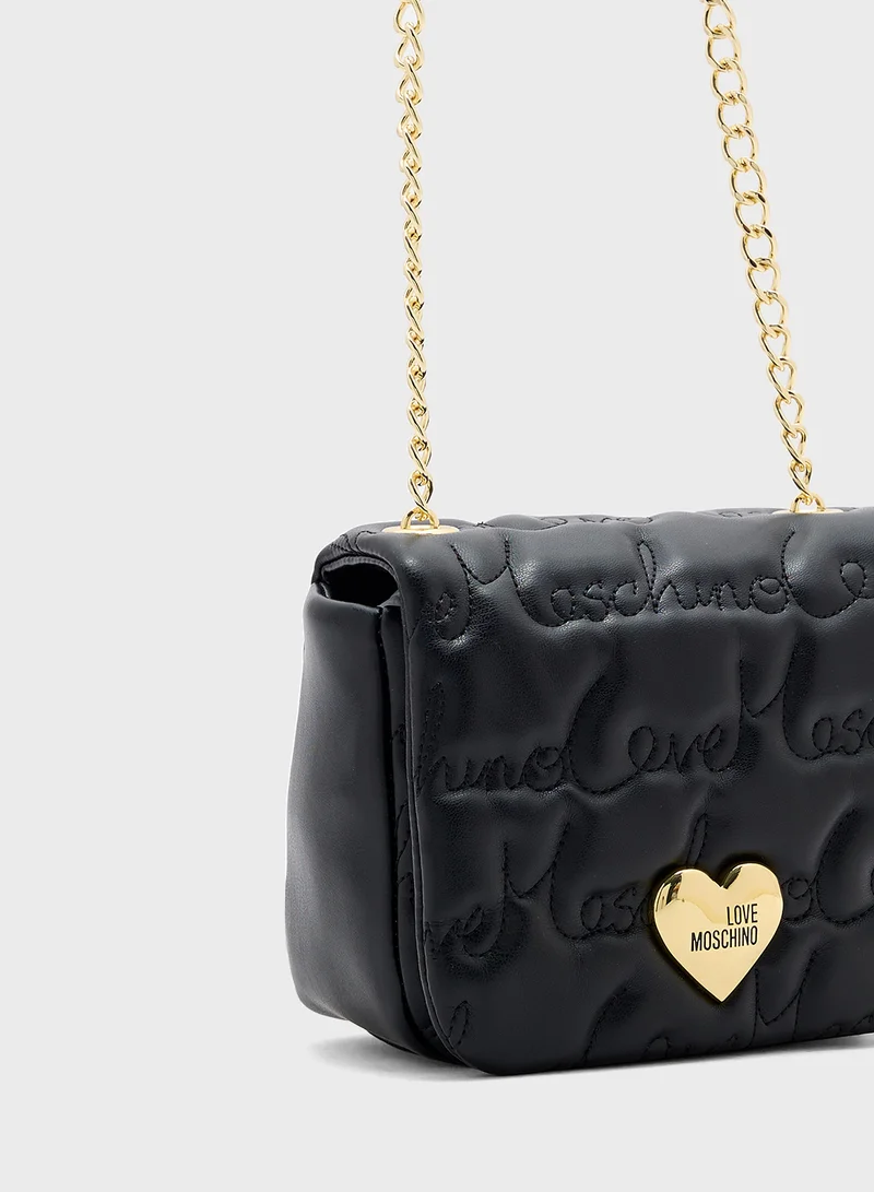 Love Moschino Chain Detailed Flap Over Crossbody