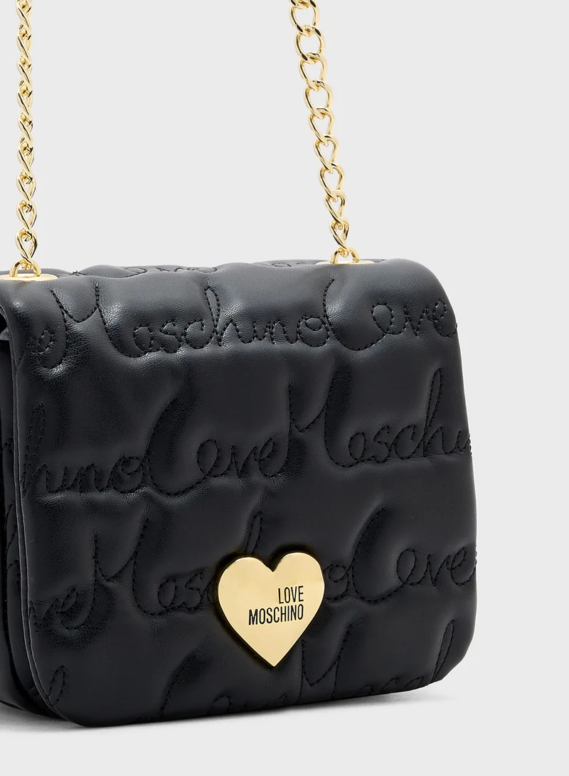 Love Moschino Chain Detailed Flap Over Crossbody