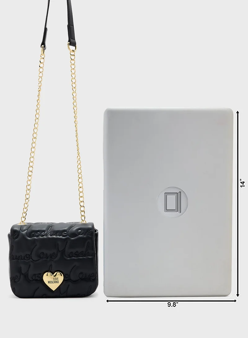 Love Moschino Chain Detailed Flap Over Crossbody