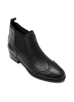 Mr.joe Perforated Pattern Oval Toecap Ankle Boots - Black  - Image 1