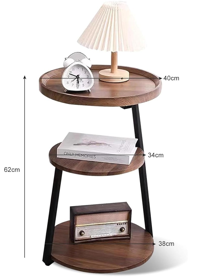 Blueland End Table, Round Living Room Sofa Side Table, Metal Bedside Desk Stand, Movable Nightstand, Modern Corner Tea Table, Rustic Style Tables, Bedroom, Office & Balcony, Easy to Assemble  - Image 2