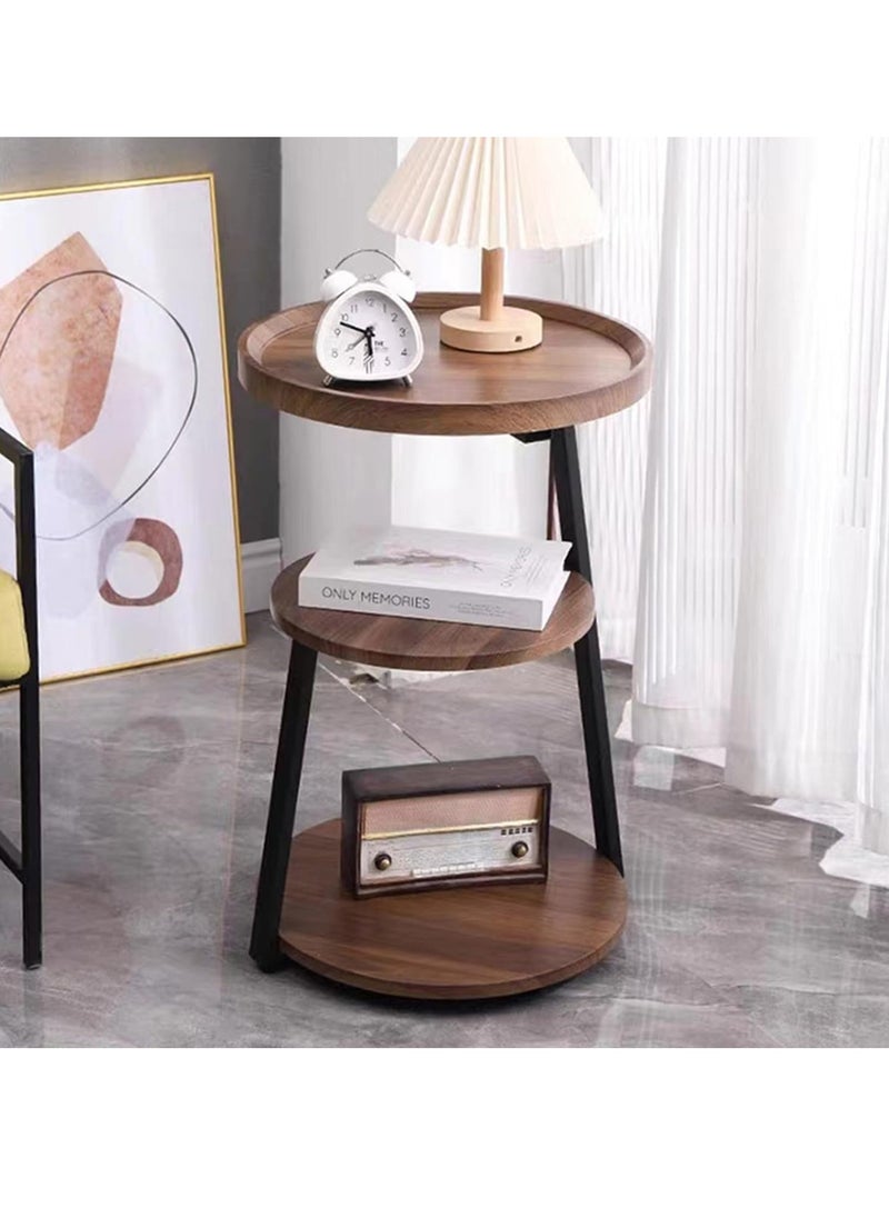 Blueland End Table, Round Living Room Sofa Side Table, Metal Bedside Desk Stand, Movable Nightstand, Modern Corner Tea Table, Rustic Style Tables, Bedroom, Office & Balcony, Easy to Assemble  - Image 4