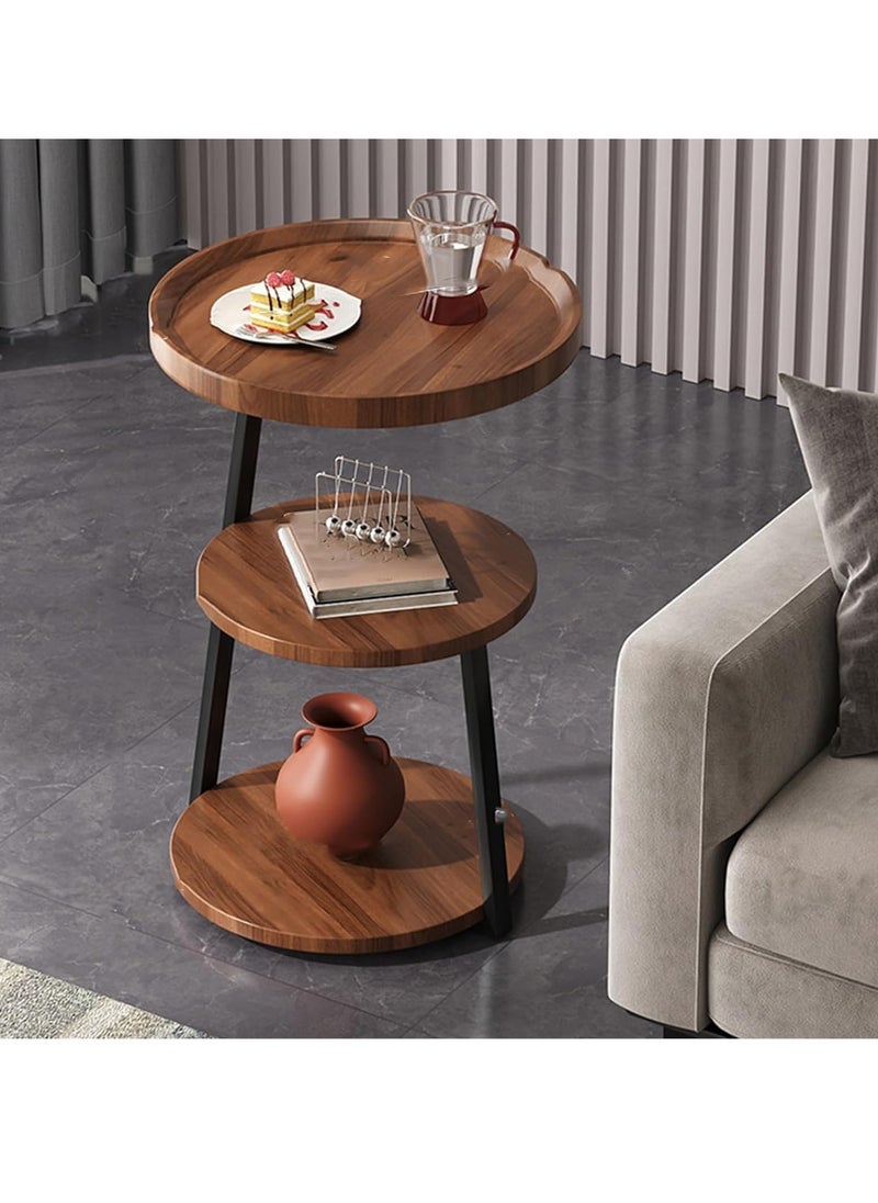 Blueland End Table, Round Living Room Sofa Side Table, Metal Bedside Desk Stand, Movable Nightstand, Modern Corner Tea Table, Rustic Style Tables, Bedroom, Office & Balcony, Easy to Assemble  - Image 1