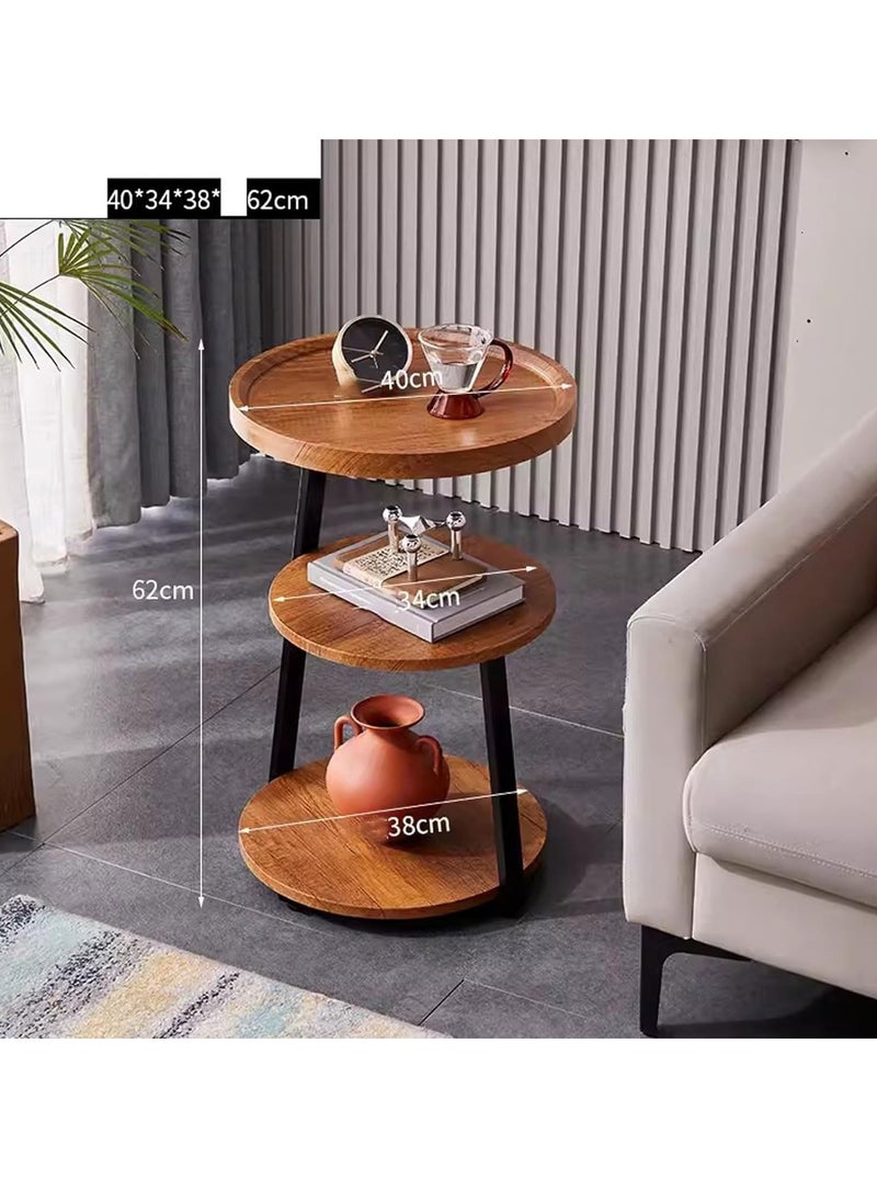 Blueland End Table, Round Living Room Sofa Side Table, Metal Bedside Desk Stand, Movable Nightstand, Modern Corner Tea Table, Rustic Style Tables, Bedroom, Office & Balcony, Easy to Assemble  - Image 3