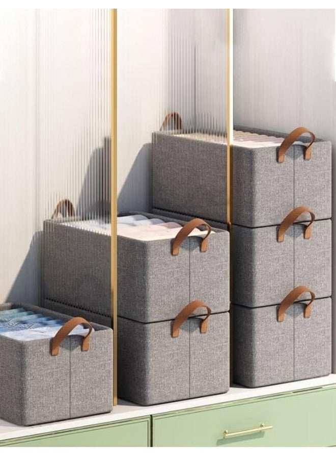 4pcs Foldable Fabric Clothes Organizer and Storage Box with Convenient Carry Side Handles - Image 1