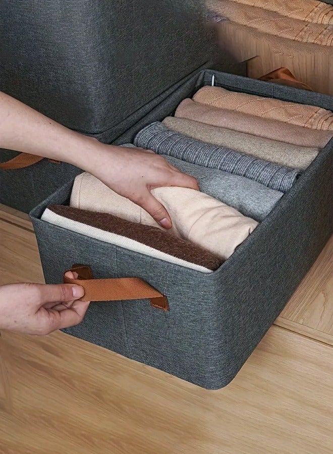 4pcs Foldable Fabric Clothes Organizer and Storage Box with Convenient Carry Side Handles - Image 4