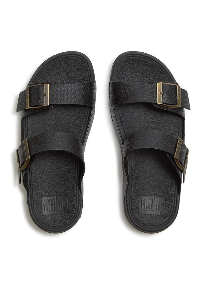 Fitflop GOGH MOC MENS BUCKLE EMBOSSED-LEATHER SLIDES