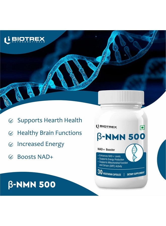 Biotrex Nutraceuticals Biotrex Nutraceuticals NMN 500 Supplement, 99% High Purity, NAD Booster, Healthy Energy Levels & Skin Health - 30 Vegetarian Capsules  - Image 4