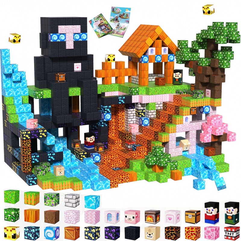 GraceDuck Magnetic Blocks - 200 PCS Build Dark Adventure Forest Castle - Magnetic Toys for Montessori Toddler Christmas Birthday Gifts STEM Sensory Toys for 3 4 5 6 7 8 9 10 Year Old Boys & Girls - Image 1
