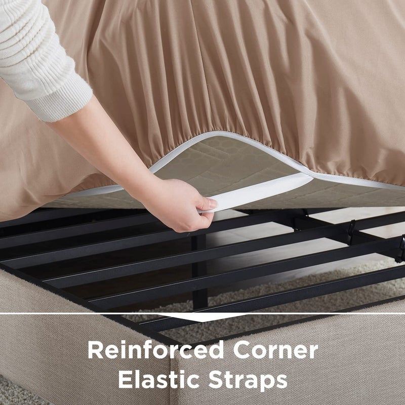 Empyrean Bedding Empyrean Taupe Extra Deep Pocket King Fitted Sheet Only, Hotel Luxury King Size Fitted Sheets Easily Fits 18 to 24 Inch Mattress, Super Soft, Wrinkle-Free Bottom Sheets with Corner Straps - Image 4