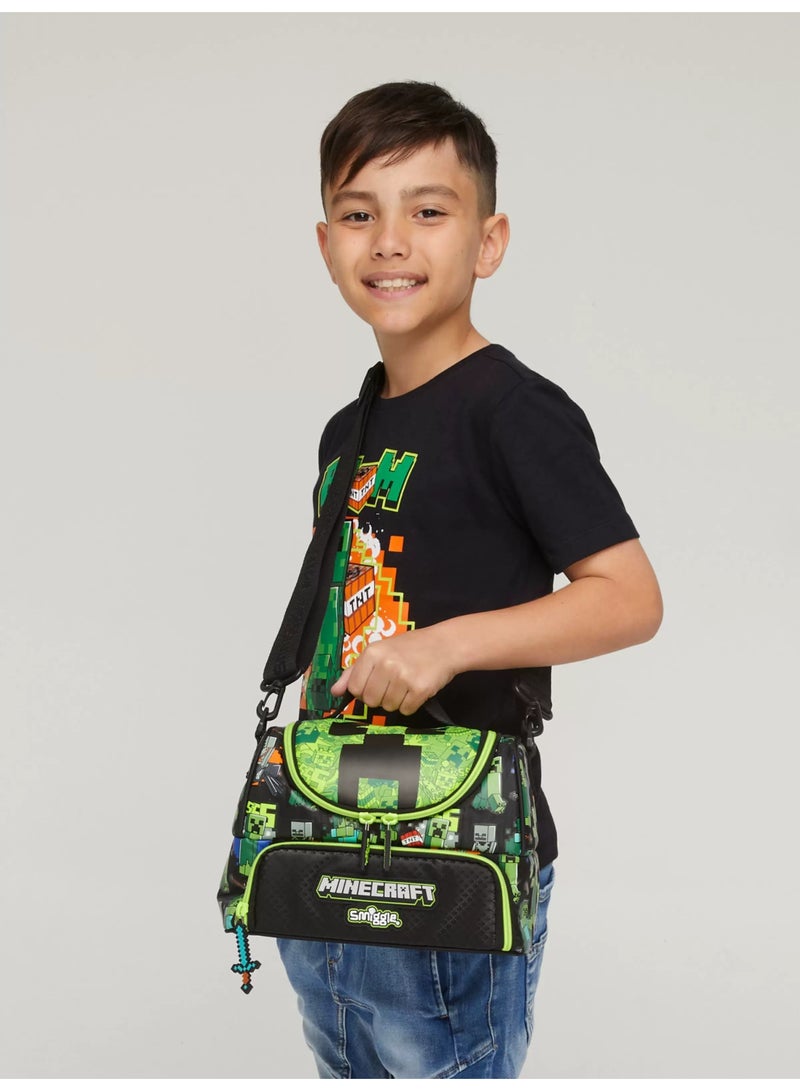 Smiggle x Minecraft Creeper Lunch Bag | Lightweight Insulated Tote with Adjustable Strap | 25cm Casual Cooler Pouch - Image 4