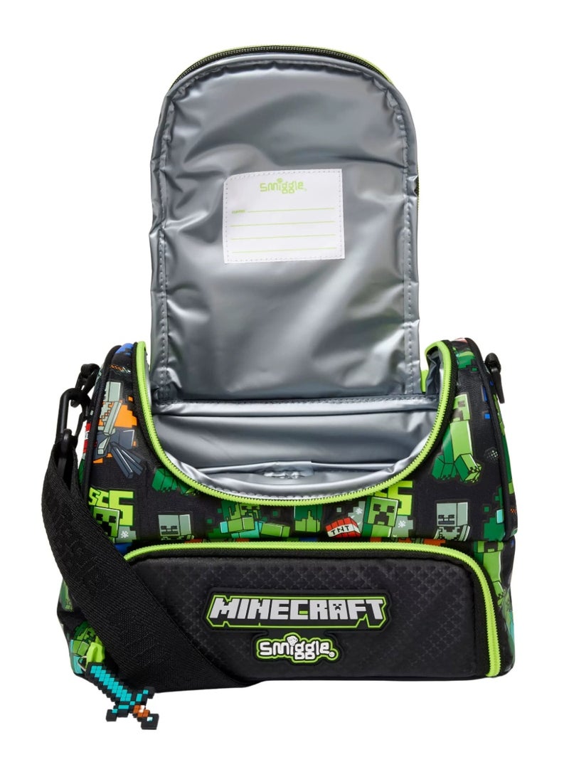 Smiggle x Minecraft Creeper Lunch Bag | Lightweight Insulated Tote with Adjustable Strap | 25cm Casual Cooler Pouch - Image 2
