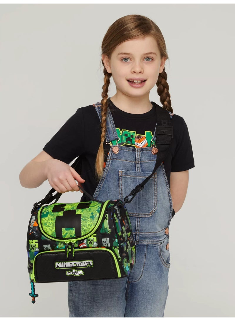 Smiggle x Minecraft Creeper Lunch Bag | Lightweight Insulated Tote with Adjustable Strap | 25cm Casual Cooler Pouch - Image 3
