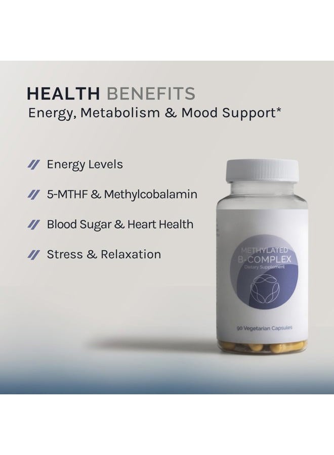 InfiniWell Methylated B-Complex Active B-Vitamin Blend, 90 Capsules (90 Day Supply), Mood and Energy Production Support Dietary Supplement, with 8 Essential B Vitamins, Choline, Inositol, Folate - Image 2