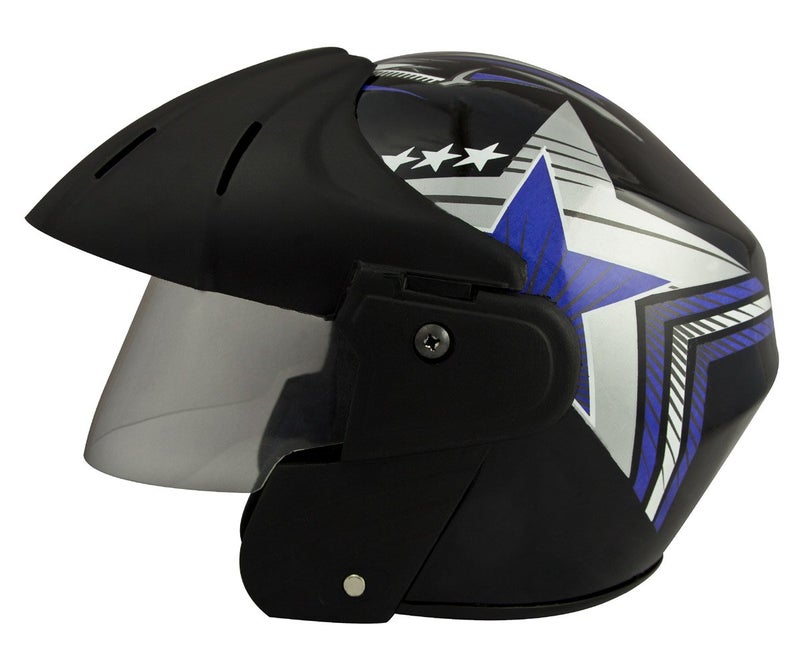 Sage Square Deltz Scooty (ISI Marked) Helmet (Black Glossy Blue Sticker) - Image 2