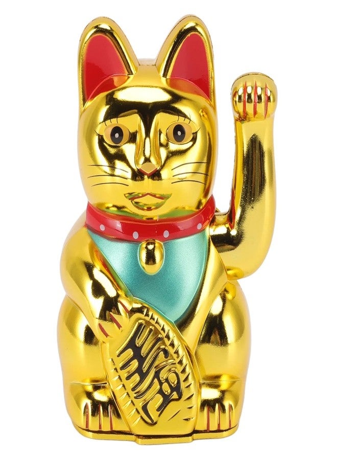 Ahina Maneki Neko Waving Cat Perfect for Home & Office DecorBattery Operated Feng Shui Lucky Cat - Waving Maneki Neko Figurine for Wealth & Prosperity (Gold)- 5 inches in Size - Image 1