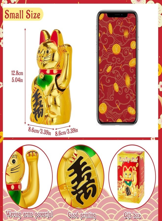 Ahina Maneki Neko Waving Cat Perfect for Home & Office DecorBattery Operated Feng Shui Lucky Cat - Waving Maneki Neko Figurine for Wealth & Prosperity (Gold)- 5 inches in Size - Image 4