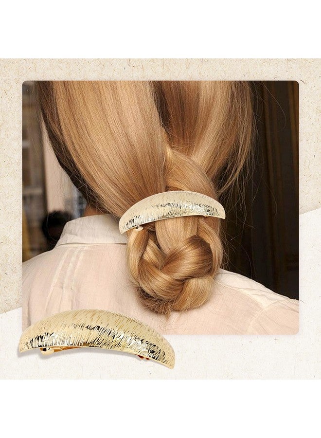 Cinaci 7 Pack Simple Elegant Gold Metal French Barrettes Decorative Snap Hair Clips Barrettes Clamps Accessories For Women Girls - Image 3