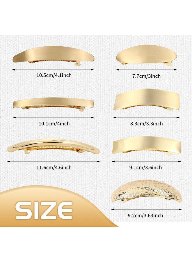 Cinaci 7 Pack Simple Elegant Gold Metal French Barrettes Decorative Snap Hair Clips Barrettes Clamps Accessories For Women Girls - Image 5