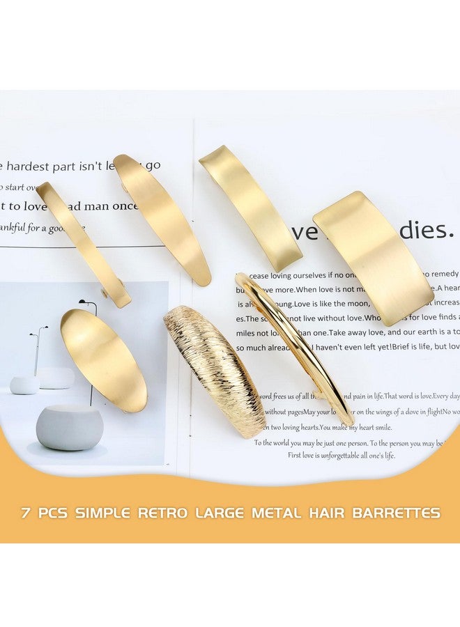 Cinaci 7 Pack Simple Elegant Gold Metal French Barrettes Decorative Snap Hair Clips Barrettes Clamps Accessories For Women Girls - Image 4