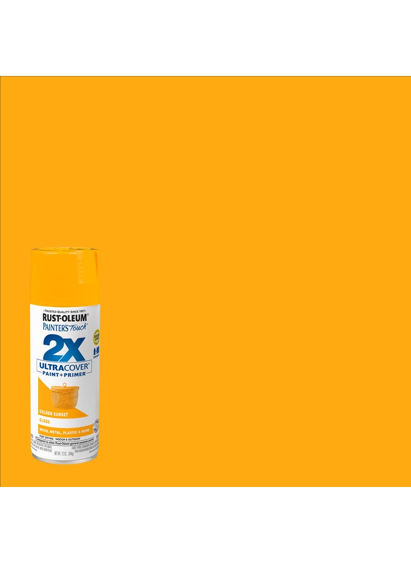RUST-OLEUM Rust-Oleum 334054 Painter's Touch 2X Ultra Cover Spray Paint, 12 oz, Gloss Golden Sunset  - Image 2