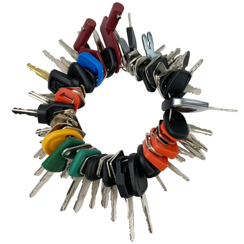 MANUTEX 58 Heavy Equipment Keys Master Set for Bob-cat Cater-Pillar Ca-se JD HYS-TER Koma-tsu Kubo-ta Yanm-ar Take-uchi New Holl-and Vol-vo JL-G JC-B Toyo-ta Keys for Heavy Equipment Construction Machine - Image 1