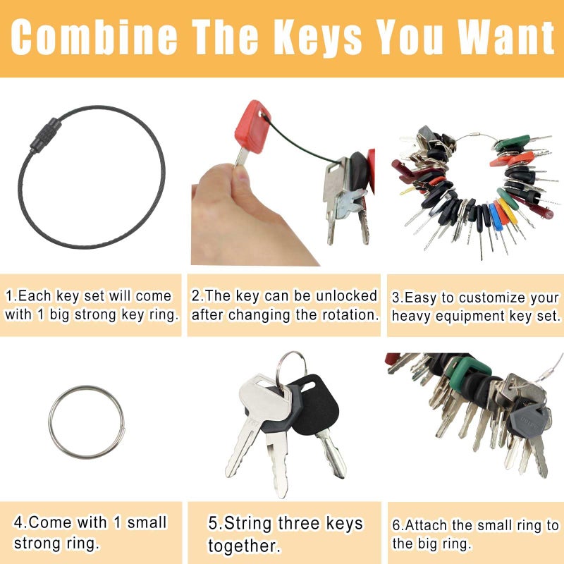 MANUTEX 58 Heavy Equipment Keys Master Set for Bob-cat Cater-Pillar Ca-se JD HYS-TER Koma-tsu Kubo-ta Yanm-ar Take-uchi New Holl-and Vol-vo JL-G JC-B Toyo-ta Keys for Heavy Equipment Construction Machine - Image 3