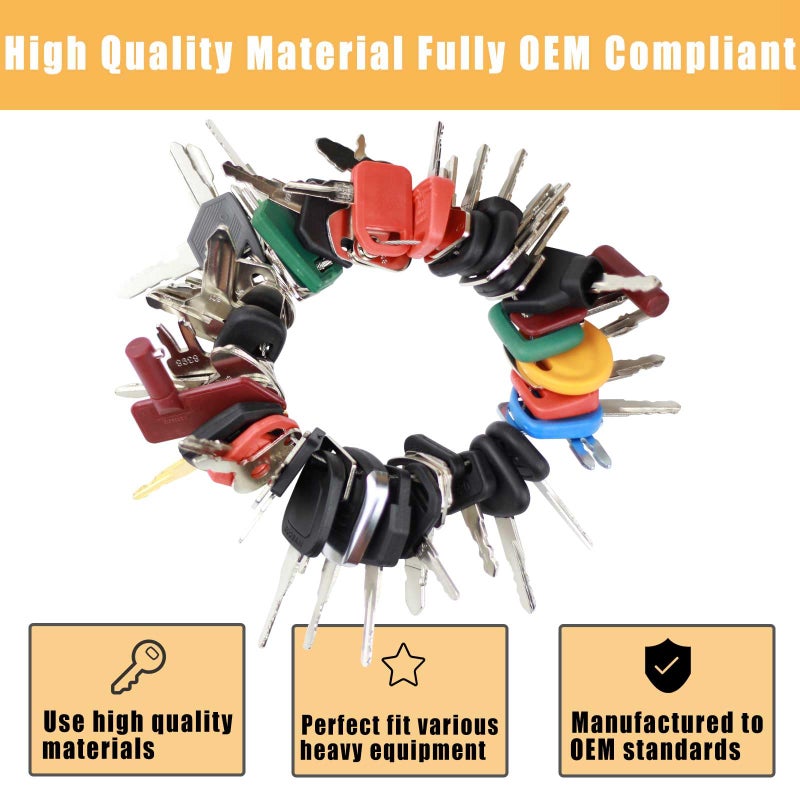 MANUTEX 58 Heavy Equipment Keys Master Set for Bob-cat Cater-Pillar Ca-se JD HYS-TER Koma-tsu Kubo-ta Yanm-ar Take-uchi New Holl-and Vol-vo JL-G JC-B Toyo-ta Keys for Heavy Equipment Construction Machine - Image 4