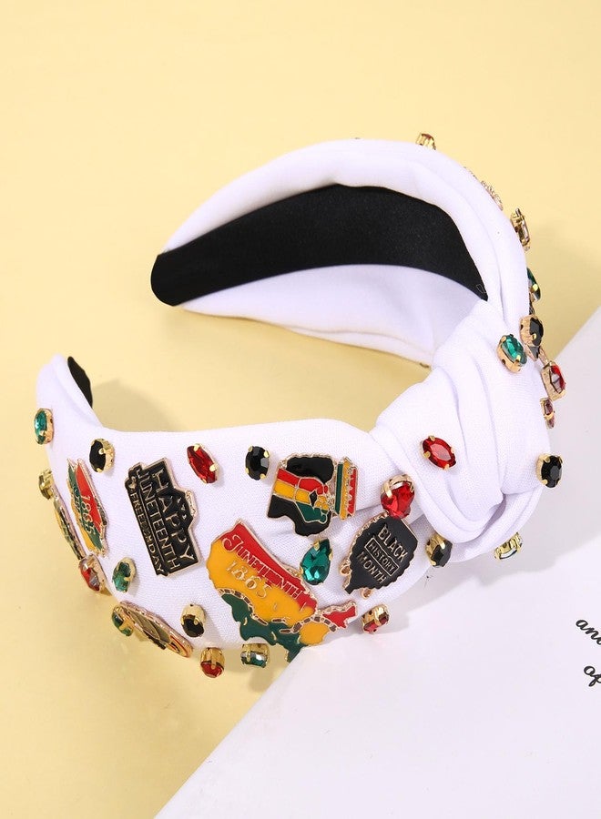 YAHPERN African Juneteenth Headbands for Women Black Women Queen Africa Map Headband Jeweled Rhinestone Wide Top Knot Headbands Black History Month Headband African Accessories Outfits Gifts - Image 5